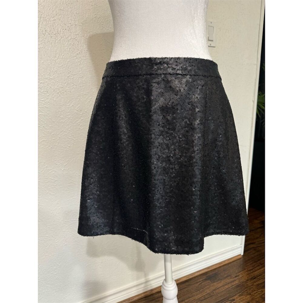 Decree Women's Black Sequin Mini Skirt Size M Party Cocktail A-Line Short